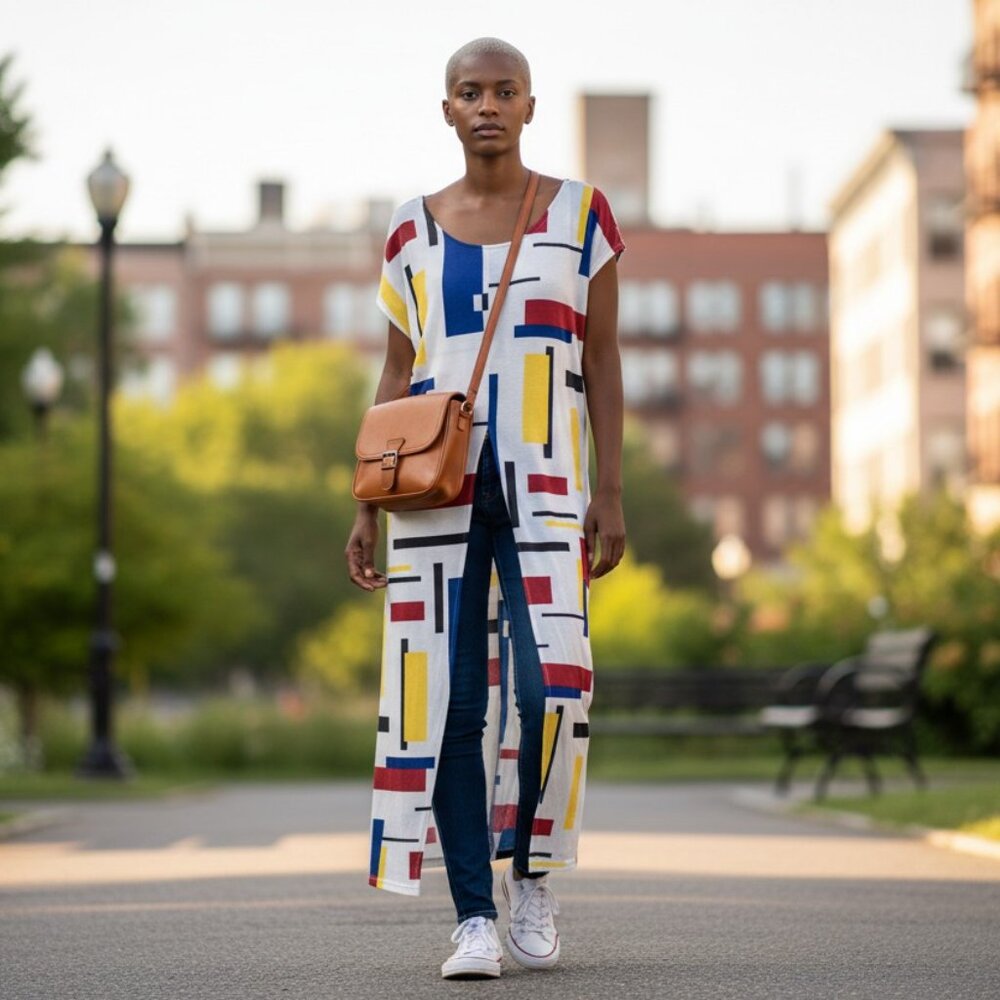 Abstract Print Flowy Tunic Top